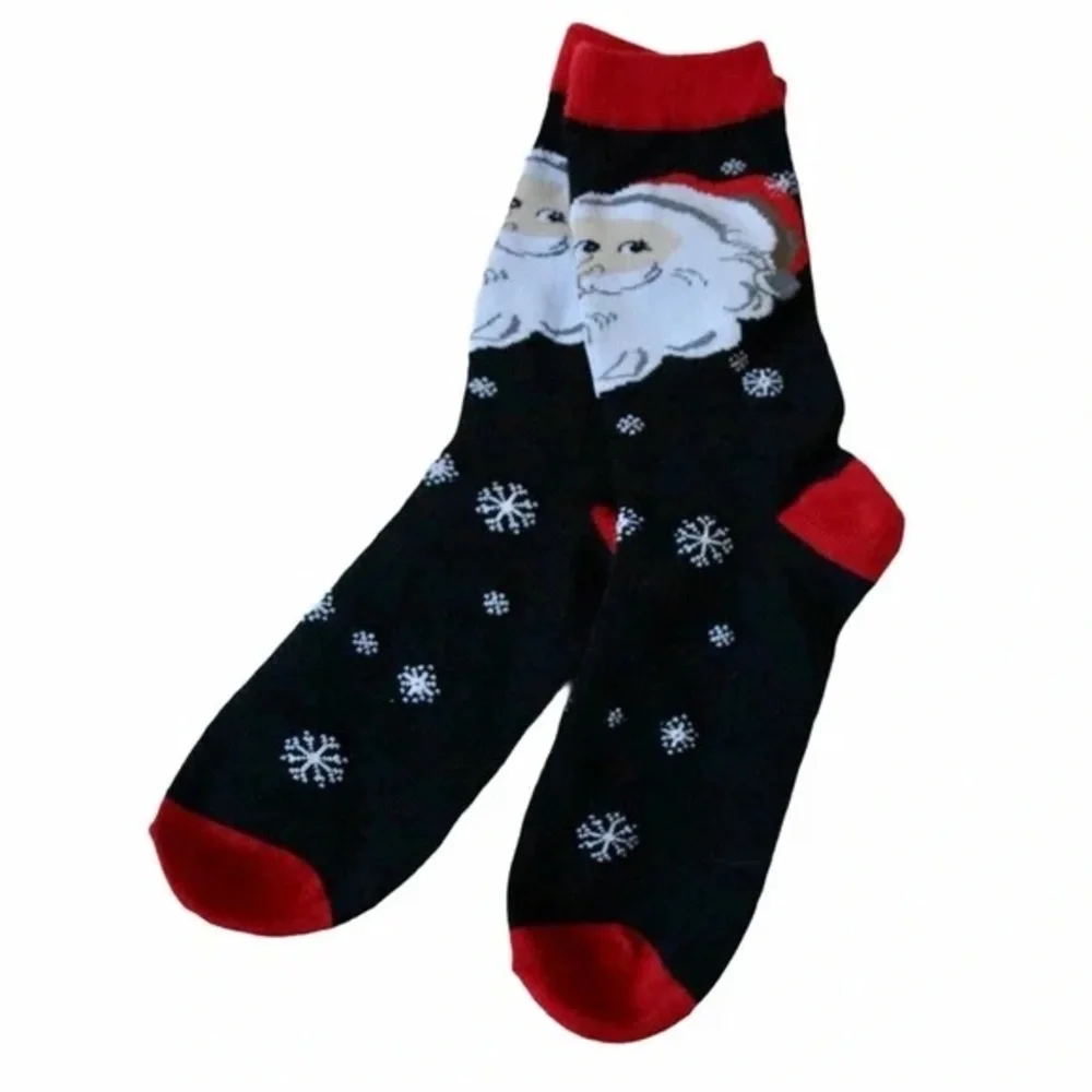 Christmas Red and Black Snowflake Santa Socks Set